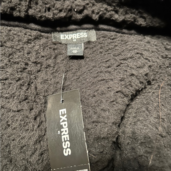 Express Cropped Fleece Teddy Jacket XS Black - Picture 3 of 5